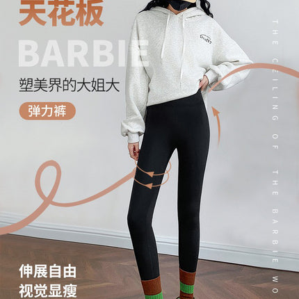 Shark Pants for Women, Thickened and Warm for Autumn and Winter, High-Waisted Gray Yoga Leggings with High Elasticity and Warmth