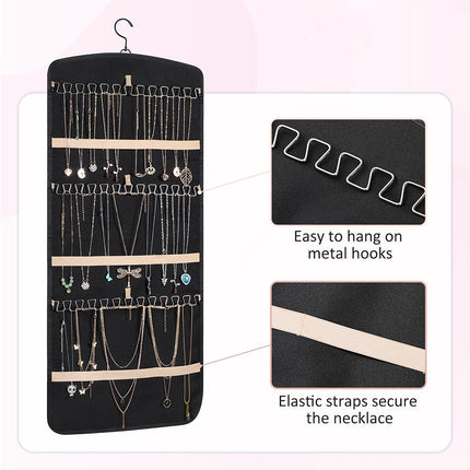 Hanging Jewelry Storage Bag Double-Sided Foldableable with Metal Hook Pvc Anti-Oxidation Suitable for Earrings, Necklaces and Rings