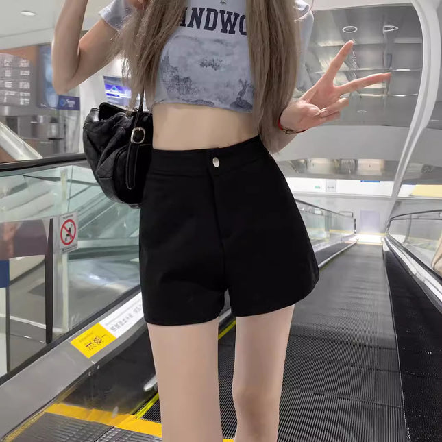 Versatile commuter black suit shorts women's plus size summer new high waist leggings outer wear small hot pants