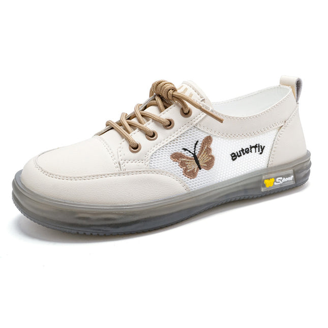 Embroidered Mesh Shoes for Women, Breathable Mesh 2025 New Women's Shoes, Summer Soft-Soled Casual White Shoes, One-Legged Tendon Soles