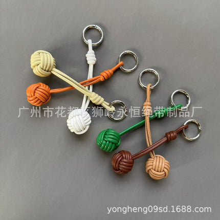 Car Keychain Bag Couple Exquisite Gift Soft Sheepskin Handmade Woven Tennis Ball Monkey Fist Hanging Bag