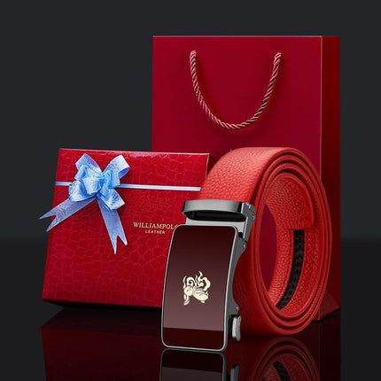 King's Paul 2025 New Arrival Belt Men's Red Year of the Snake Men's Belt Automatic Buckle Belt Gift