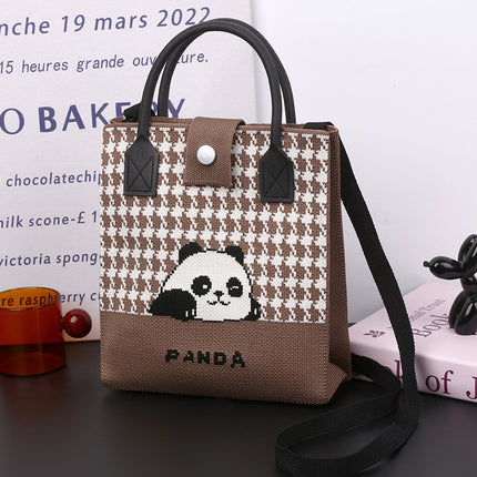 Cute Panda National Style Trendy Tote Bag Crossbody Large Handbag All-match Daily Casual Soft Rubber Handle