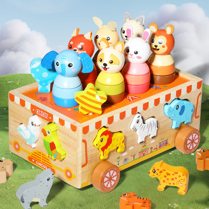 Children's Educational Toys Farm Carrot Pulling Toy Shape Matching Building Blocks Intelligence Car Baby 1-3 Years Old 2 Gifts