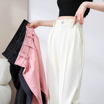 New Style Ice Silk Suit Pants for Petite Women, Cropped Straight-Leg Pants, Summer Thin Cigarette Pants, Free Shipping