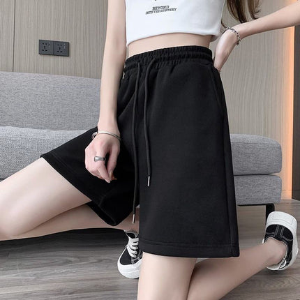 Sports Shorts Women's Summer Thin 2025 New plus size Loose Grey Casual Mid-length Pants Wide Leg 5-length Pants