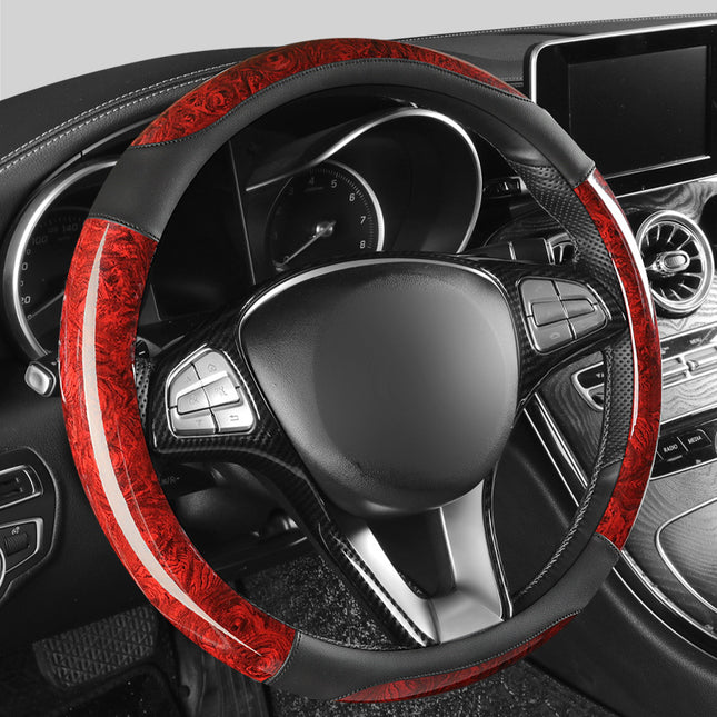 Car Steering Wheel Cover Crescent Peach Wood Grain 38cm Universal / Housse Volant Voiture Croissant Bois Pêcher 38cm Universel