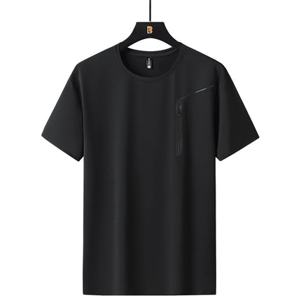 Ice Silk Short-sleeved T-shirt Men's and Women's 2025 New Summer Men's and Women's Thin Elastic Breathable Sports Quick-drying Clothes Cool T-shirt