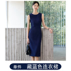 Single piece navy blue dress / S