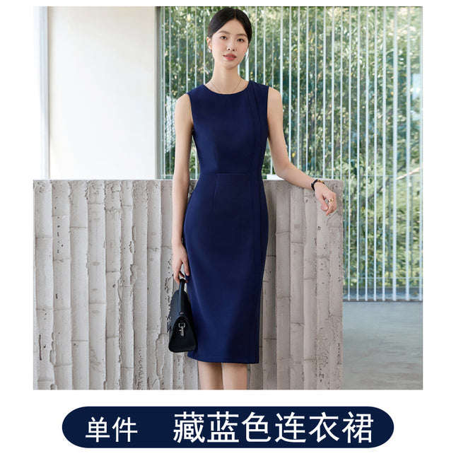Ol Commuter Suit Dress for Women in Autum, High-End Waist Slimming Look, Light and Mature Workplace Large Size No-Iron Business Formal Wear