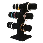 Three-layer Arch Bracelet Rack Black Velvet