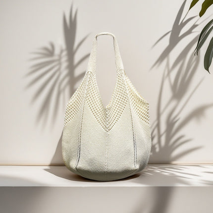 2025 New Cross-Border Bags, Japanese and Korean Tote Bags, Straw Bags, Knitted Bags, Hollow Bags, Beach Bags, Woven Bags for Women