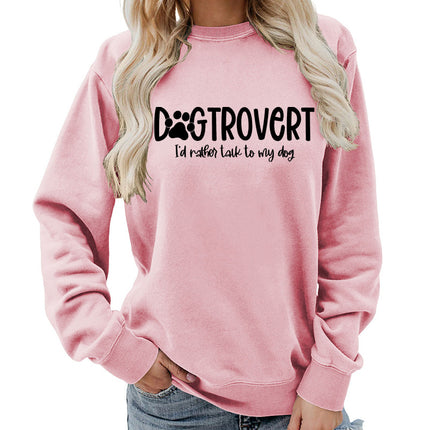 Dog trovert printed round neck women's top vests foreign trade supply autumn and winter coat casual loose European size