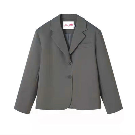 [15,400 People Collection] Small Suit Jacket Women Korean Loose 2025 Spring and Autumn British Style Gray Small Suit