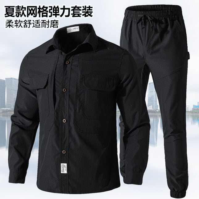Summer Outdoor Quick-Drying Long-Sleeved Shirt Men's Multi-Pocket Work Shirt Loose Large Size Outdoor Work Clothes Thin