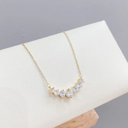 New One-Carat Moissanite Seven-Star Smiley Face Necklace Straight Pendant Jewelry for Women Simple High-End Necklace