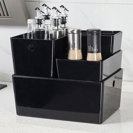 Household black PET storage box sundry basket dormitory storage kitchen multi-function basket finishing storage wholesale