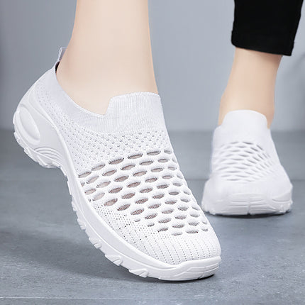 Shoes Women's Casual Shoes Summer New Cross-Border Breathable Mesh Shoes Slip-On Mom's Shoes Soft Sole Non-Tiring Shoes