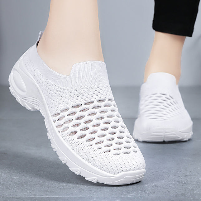 Shoes Women's Casual Shoes Summer New Cross-Border Breathable Mesh Shoes Slip-On Mom's Shoes Soft Sole Non-Tiring Shoes
