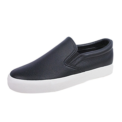 Pure white leather White shoes women's slip-on slip-on couple loafers waterproof stain-resistant flat men's shoes casual shoes