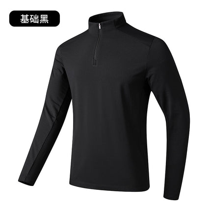 7A Antibacterial Half-Zip Stand-Up Collar Fleece-Lined Sweatshirt for Men and Women Far Infrared Heating Casual Sports Elastic Quick-Drying T-Shirt