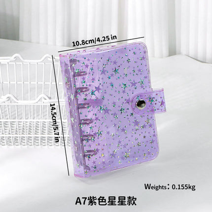 Little Red Book Hot Sale Original Mini 6 Hole Binder A7 Hand Book Shell PP Shell PVC Transparent Glitter Cover