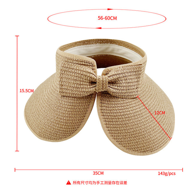 Summer Hat Women's Empty Top Hat No-Top Sun Hat Korean Foldable Sun Hat Straw Hat Big Rim Sunscreen Hat