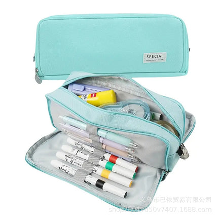 Large-Capacity Retractable Pencil Case Stationery Box in Japanese and Korean Style, Macaron Color, Upgraded Version for Primary and Secondary School Students, in Stock