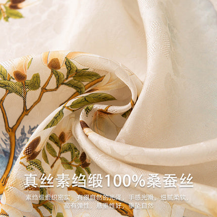 Silk Scarf with Korean Style Atmosphere, New Spring and Summer Printed Lightweight Mulberry Silk Scarf for Women, Versatile Large Shawl