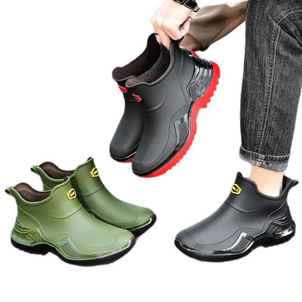 Spring and Autumn Trendy Cool Fashionable Men's Short Rain Boots Sports Men's Waterproof Rubber Shoes Thickened and Widened Non-Slip Men's Foreign Trade Rain Boots