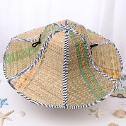 Travel Fishing Sunshade Straw Hat Folding Large Along Straw Mat Hat Men's and Women's Sunscreen Hat Outdoor Big Brim Hat