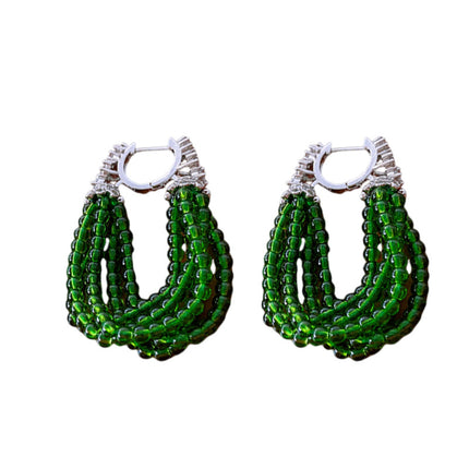 Zircon New Chinese Beaded Tassel Ear Buckle Retro Light Luxury High Sense Earrings Niche Fashion Elegant Earrings Wholesale