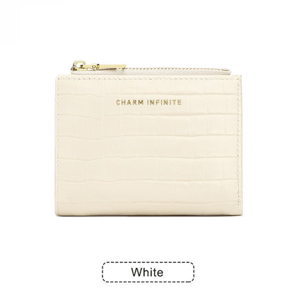 Women's Short Wallet 2024 New Fresh Crocodile Pattern Two-fold Coin Purse Simple Fashion Card Storage Bag