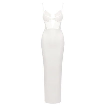 In Stock | Black Knitted Bandage Dress for Women with Cross Straps, Slimming, Suitable for Work, Dates, and Parties, Slim-Fit Long Dress.