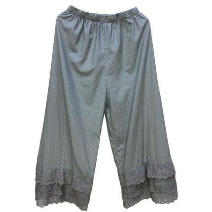 Japanese Women's Sweet and Fresh Wide-leg Pants Multi-layer Lace-trimmed Casual All-match Leggings Cotton and Linen Loose Ankle-length Pants