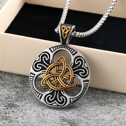 European and American Retro Stainless Steel Pendant Suitable for Men and Women, Single-Sided Celtic Knot Necklace