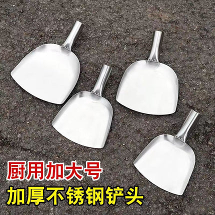 Stainless Steel Shovel Stir-frying Shovel Long Steel Handle Sketch Iron Shovel Kitchenware Hotel Large Sketch Thickened Stainless Steel Sketch