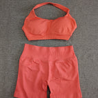 Coral pink bra and shorts set / Xs (european size is too large)