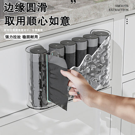 Household Glacier Pattern Garbage Bag Storage Box Punch-Free Storage Box Withdrawable Kitchen Garbage Bag Storage Rack