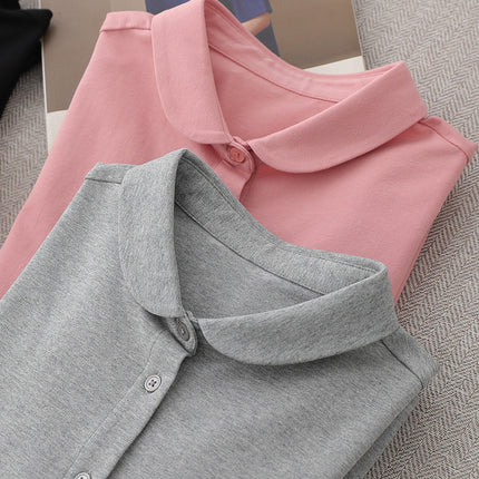 26 Spring and Autumn Comfortable Versatile Base Shirt Japanese Style Stretch Knit Combed Cotton Crew Neck Long Sleeve Shirt for Women