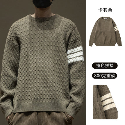 Winter Casual Sweater Men's Thickened 2024 New Tooling plus size Plus Fat Enlarge Inner Sweater Tide
