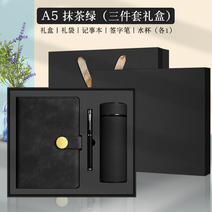 Enterprise logo simple high-quality leather high-end business buckle notebook office stationery suit in stock wholesale