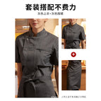 gray blouse short sleeve bright gray long apron / M