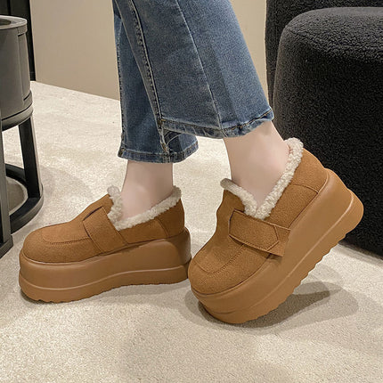 Plush Thick-Soled Cotton Shoes for Women in Winter, New Versatile Fashionable Small Height-Increasing New Products, Platform Casual Women's Shoes
