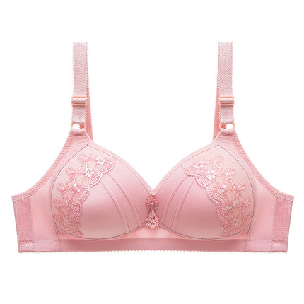 Hot Cross-border Middle-aged and Elderly Underwear Bra for Female Mothers without Steel Ring Adjustable Breathable chubby girl plus size Gather-up Bra