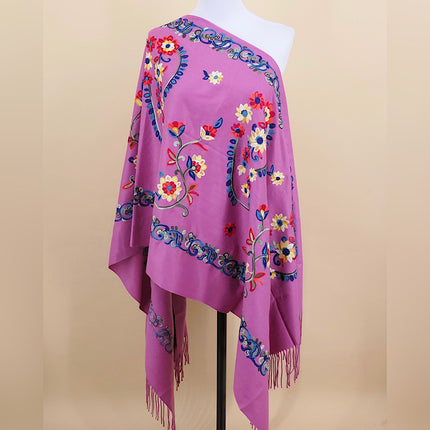 Ethnic Style Border Cashew Embroider Flower 300g Scarf Imitation Cashmere Gift Shawl Travel Cloak Warm Shawl