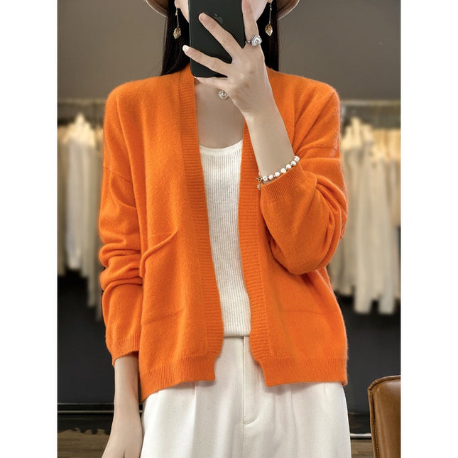 Solid Color Cardigan Women's Loose Knitwear Spring & Fall New Versatile Outwear Short Shawl Long-sleeved Slim Outer Top