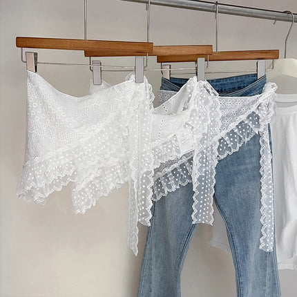 Super Fairy White Lace Headband Triangle Headband Women's Exquisite Embroidered Cotton Headband Fart Curtain New Spring Seaside
