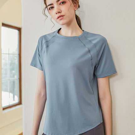 Loose Quick-drying Sports Top Women's Short-sleeved T-shirt Yoga Clothing Breathable Running Training Large Size Slimming Fitness Clothing for Summer