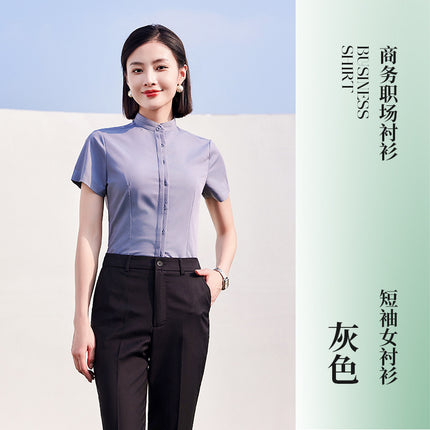 High goods stand collar Chinese style men's and women's same style shirt professional white shirt sales slim fit work clothes spring and summer new